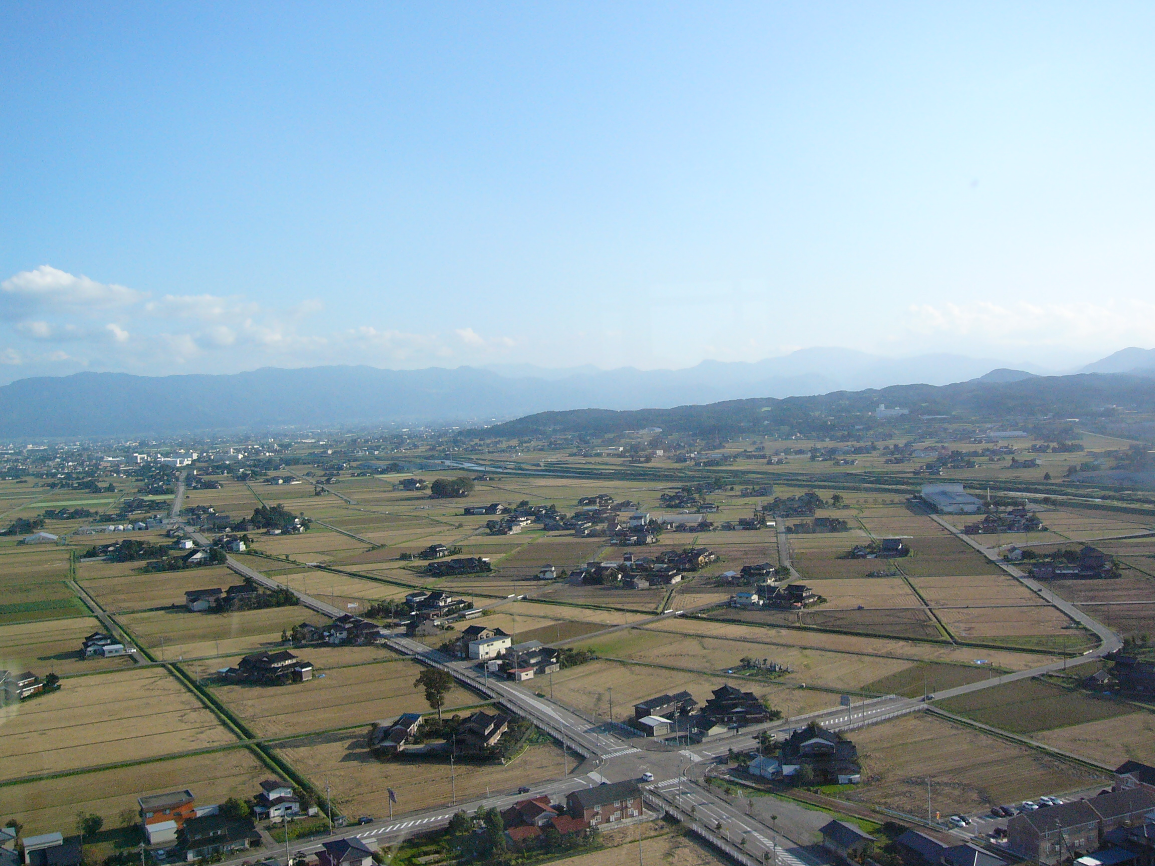 展望台から見た砺波平野の散居村風景