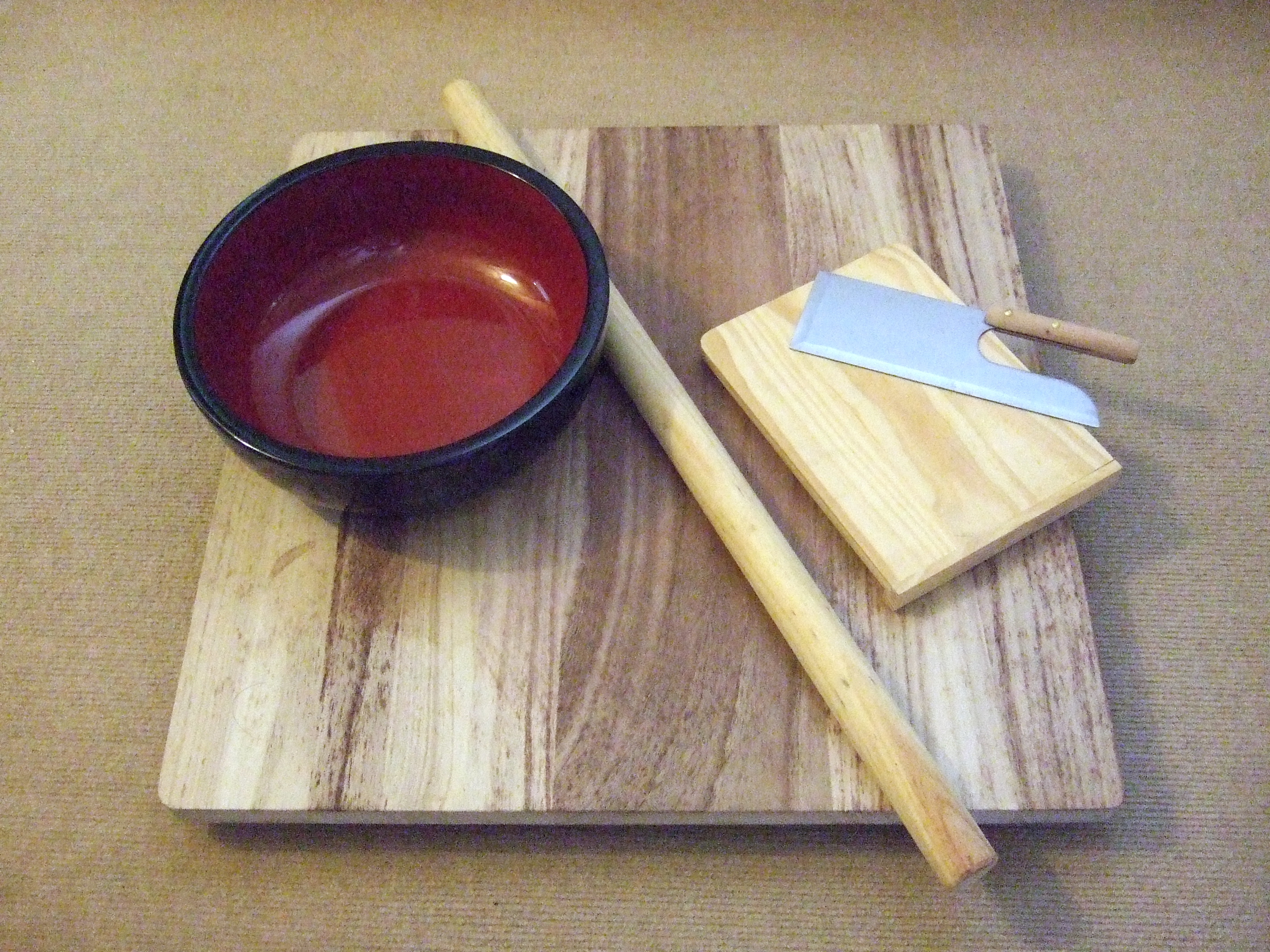 越前そばのそば打ち体験の道具一式