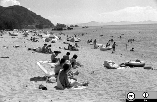 福井県美浜町・水晶浜の透明な海と白い砂浜