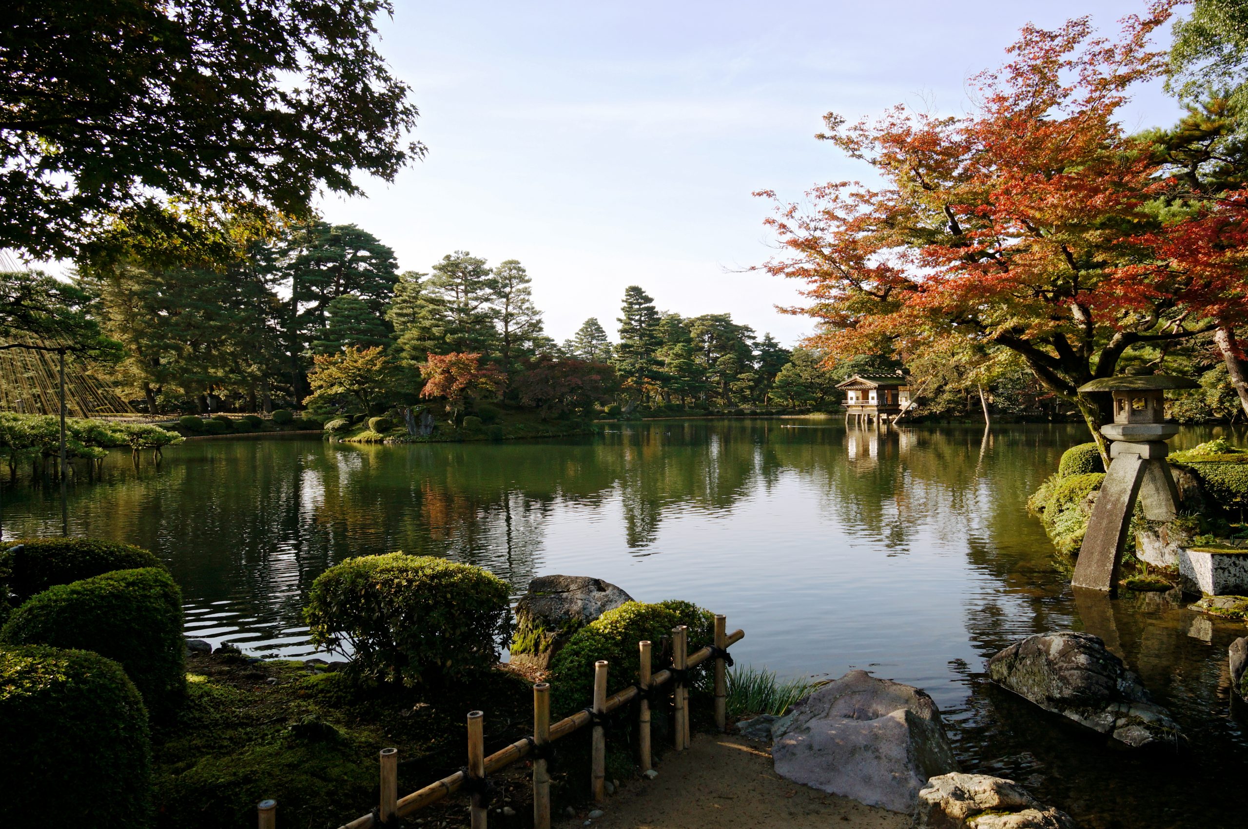 金沢マラソン開催時期の兼六園の紅葉
